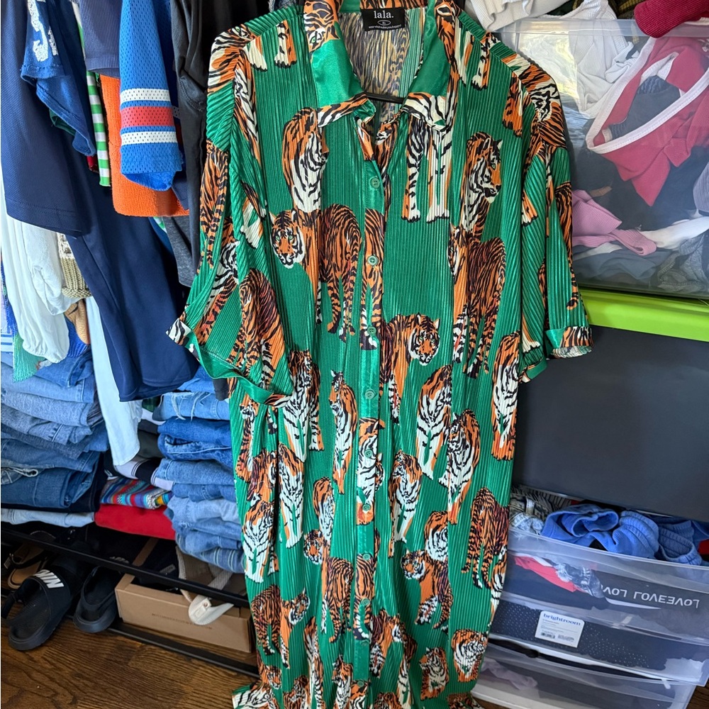 Lala Green Tiger Print Dress - So Far So Good